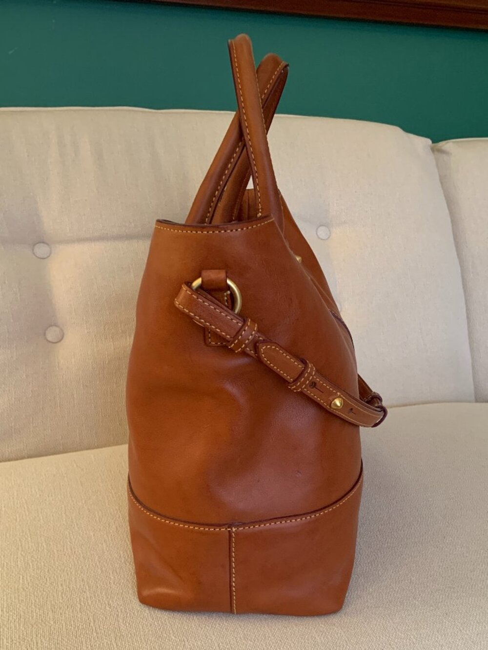 Dooney & Bourke Florentine Chelsea Shopper Tote – Leather Handbag in Natural Tan - Picture 3 of 15